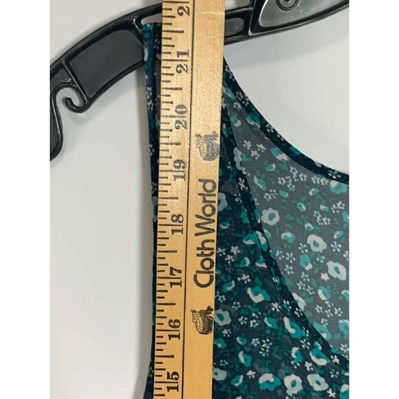 Kirra Women's Sleeveless Ditsy Floral Scoop Neck Sheer Peplum Blue Top Size S - Picture 4 of 8